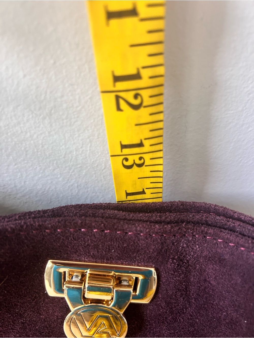 Valentina Genuine Leather near new Burgundy Suede Shoulder Purse w/Gold - Picture 13 of 15